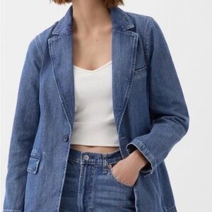 GAP Denim Blazer Jacket in Classic Blue